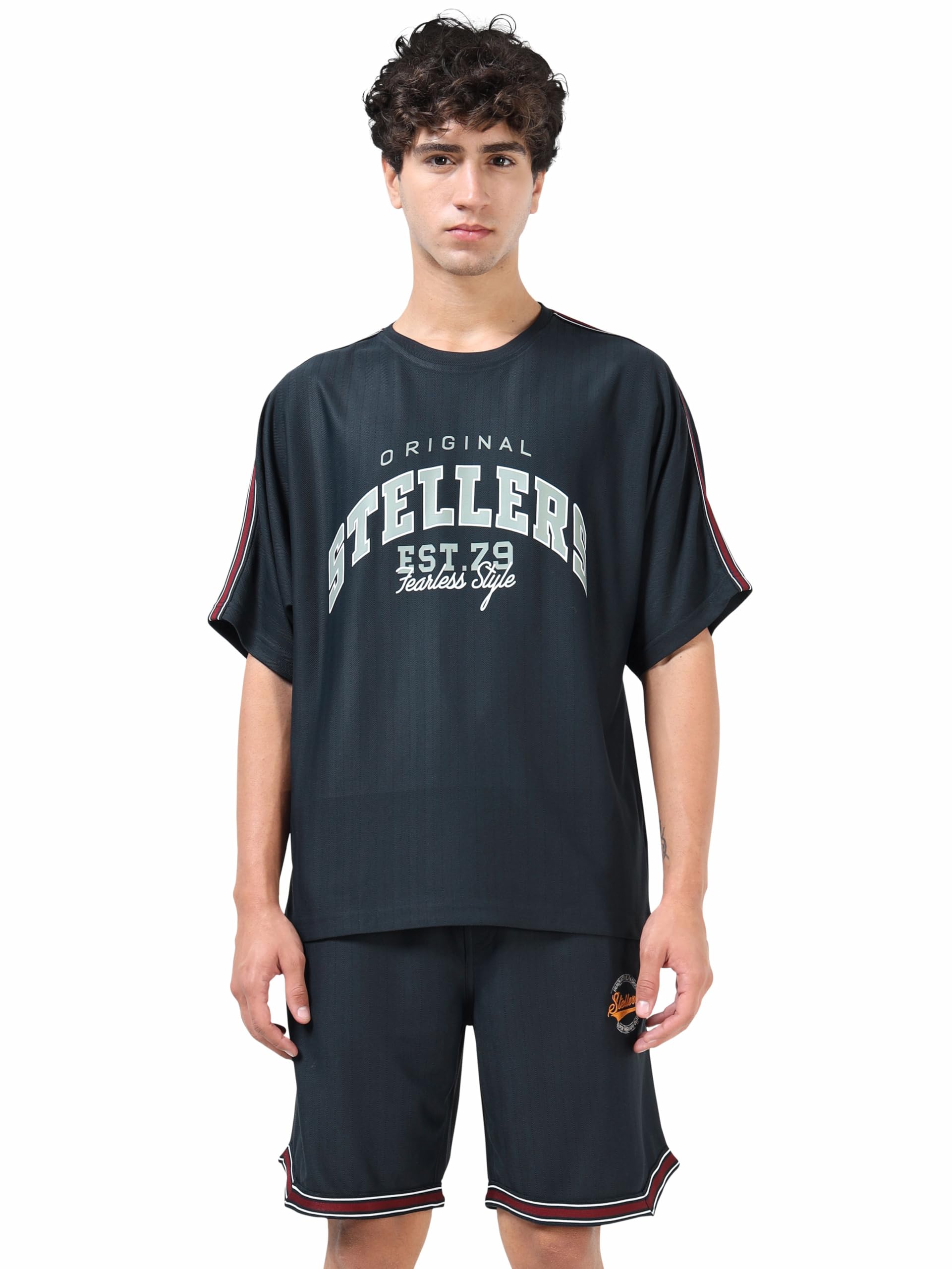 Men Oversized Fit Co-ord Set | Wrinkle Free | Streatchable | Feather Touch Feel | Sustainable | Breathable-image-36