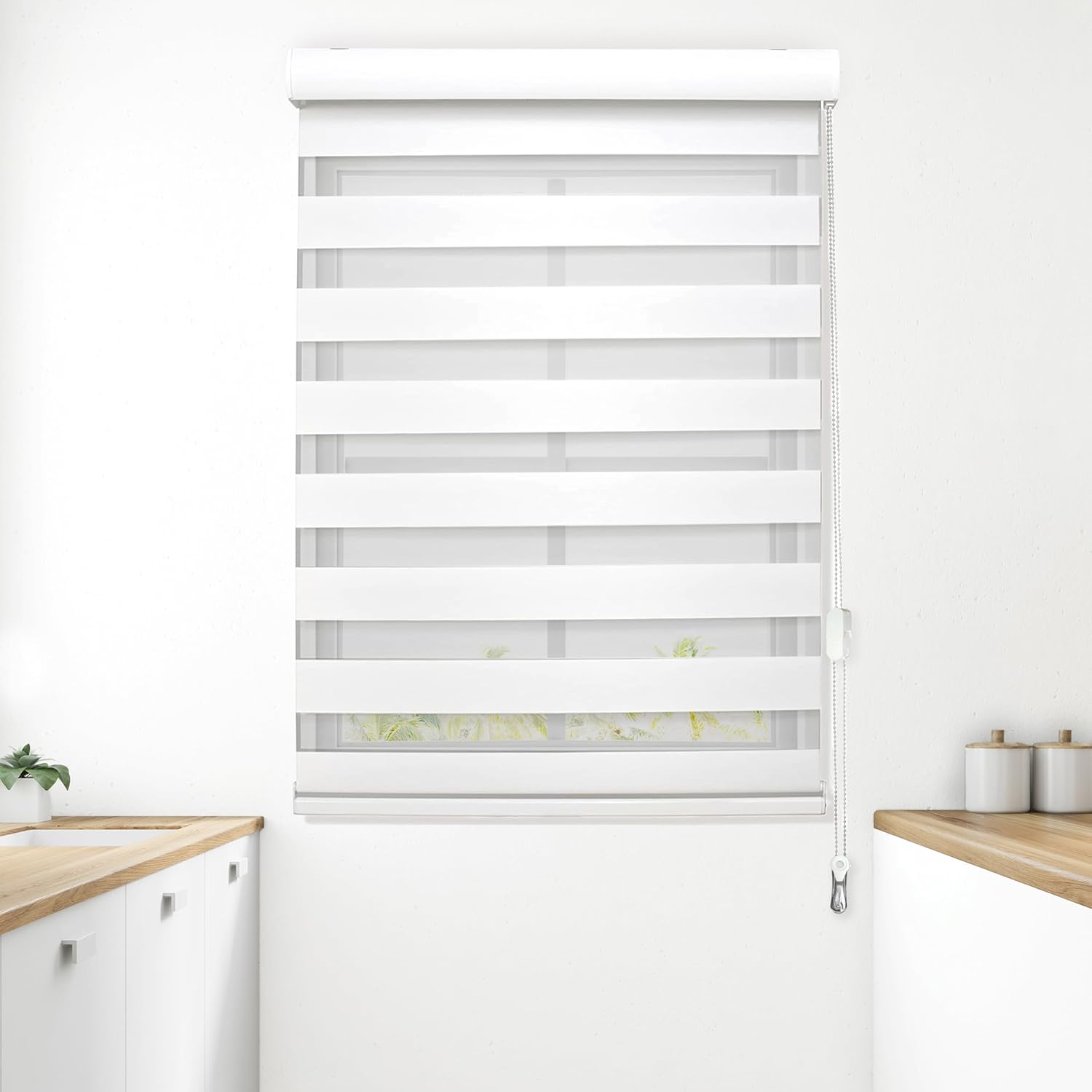 Amazon.com: Elegant Comfort Zebra Blinds, Dual Layer Window Treatments ...