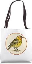 Colorful Retro Cape May Warbler Bird Design Tote Bag