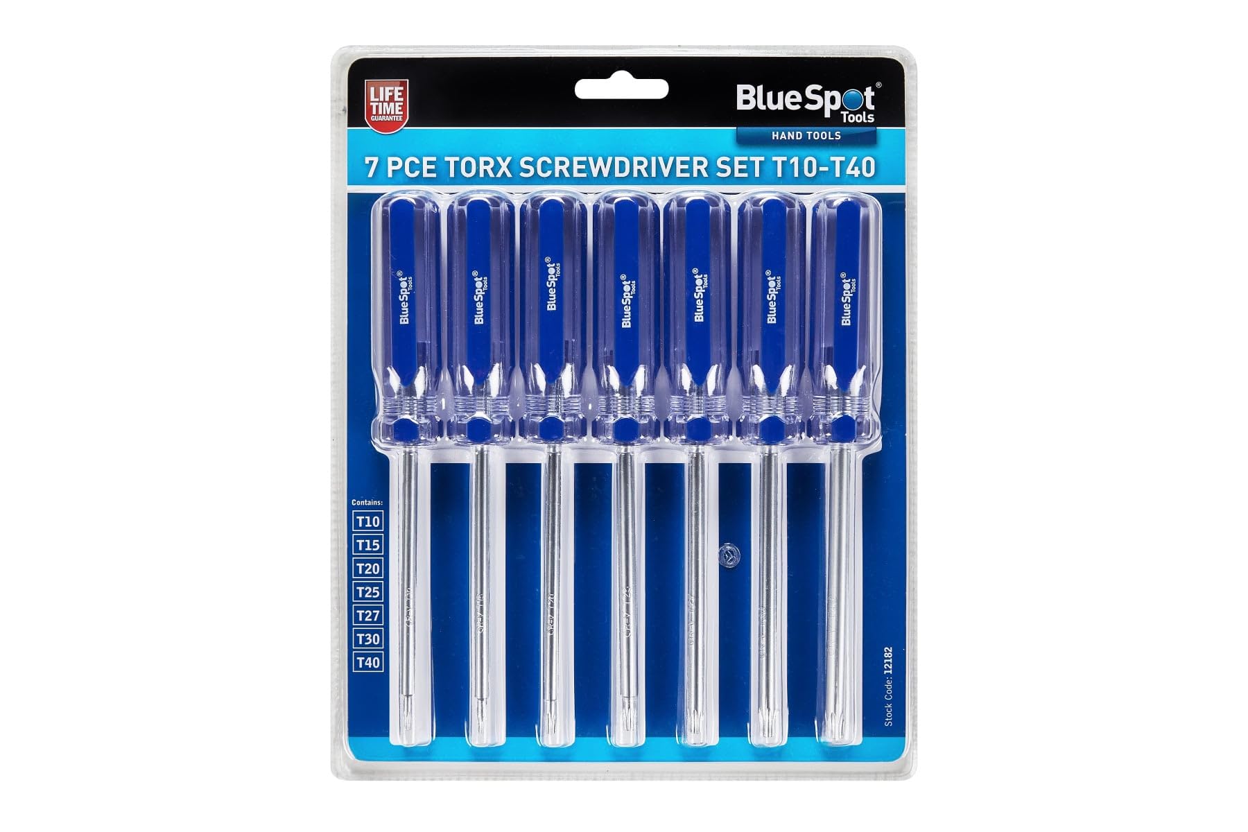 7-Piece Torx Screwdriver Set (T10-T40) by Bluespot