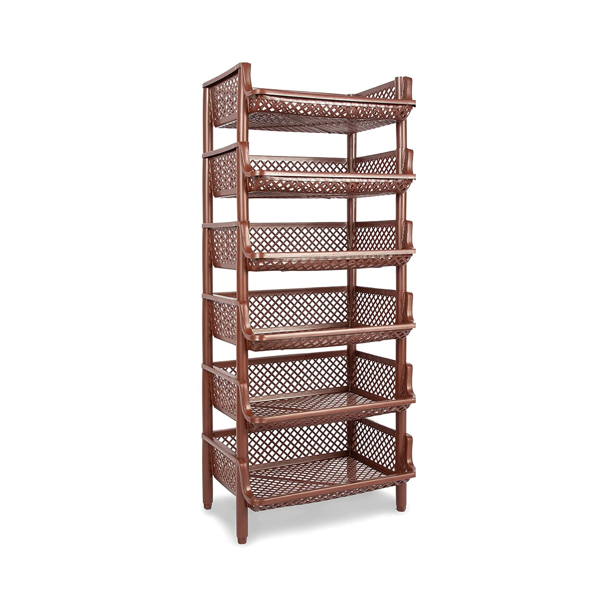 ARTECSIS Étagère de Rangement Plastique 6 Niveaux / 120x50x40cm Marron/Max 10Kg/Panier