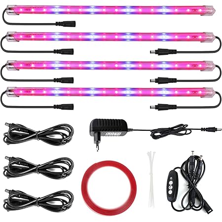Roleadro LED Pflanzenlampe 40w Pflanzenlicht Pflanzenleuchte mit Timer 3H/6H/12H Heillgkeitsstufen 4Pcs Strip Wachsen licht Wachstumslampe IP65 Pflanzenlichter für Zimmerpflanzen Gartenarbeit