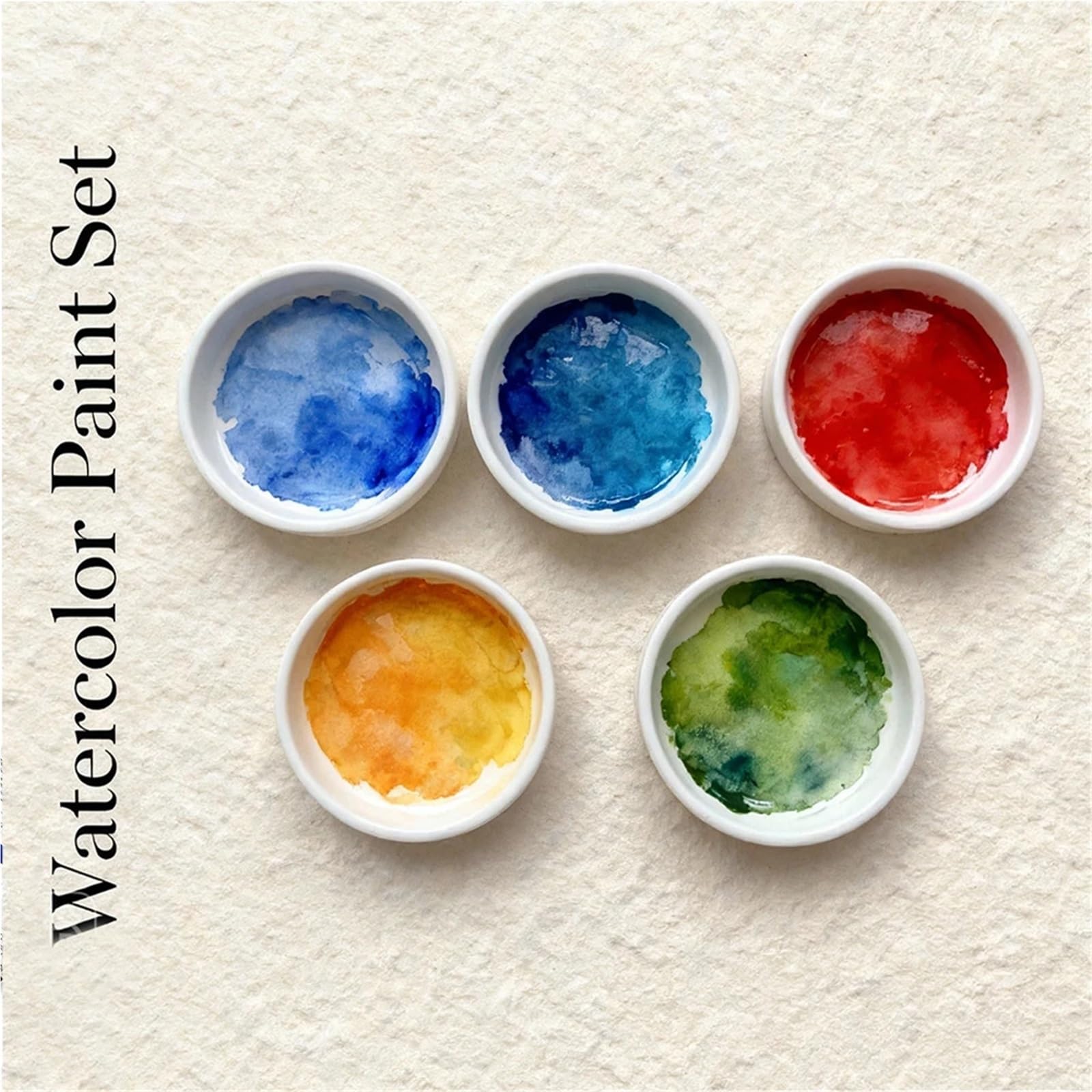 Tavolozza in ceramica for pittura rotonda da 5 pezzi for acquerello, tavolozza for guazzo, inchiostro acrilico, vassoio for, for pigmenti su entrambi i lati Per Pigmenti E Dipinti Ad Olio