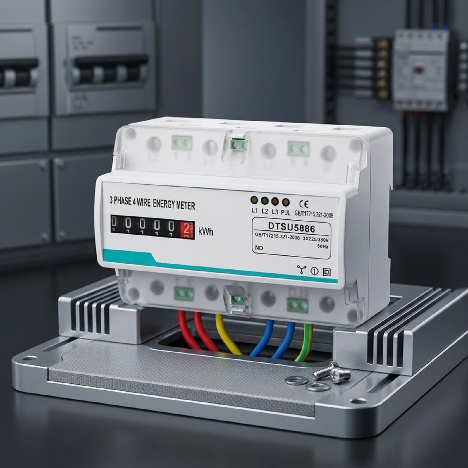 3-Phasen-Stromzähler 100A Hutschiene Dreiphasen-Energiemessgerät 220/380V