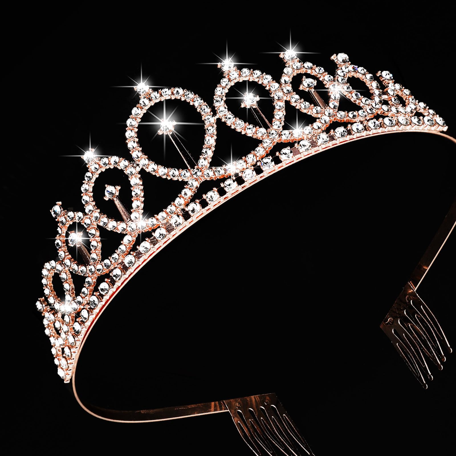 Zeyune 9 Stück Tiaras und Kronen für Frauen, Großpackung Kristallprinzessin Tiara Strass Brautkrone mit Kämmen für Hochzeit, Geburtstag, Quinceanera, Festzug, Abschlussball, Haarschmuck