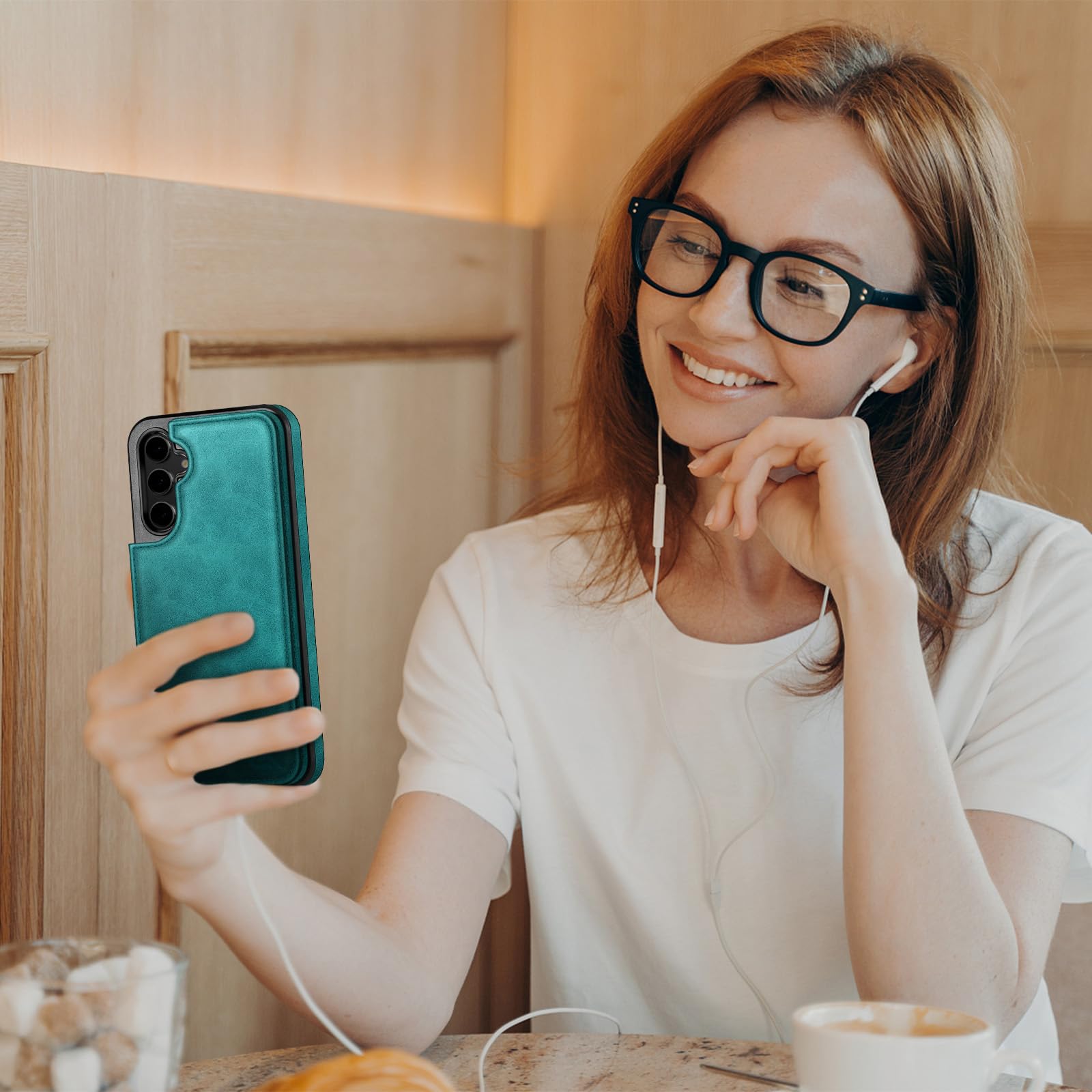 DJDUCK Funda tipo cartera diseñada para Samsung Galaxy S24 FE con tarjetero, [cubierta de cierre magnético] [protección de cuero con bloqueo RFID] a prueba de golpes para mujeres y hombres, fundas