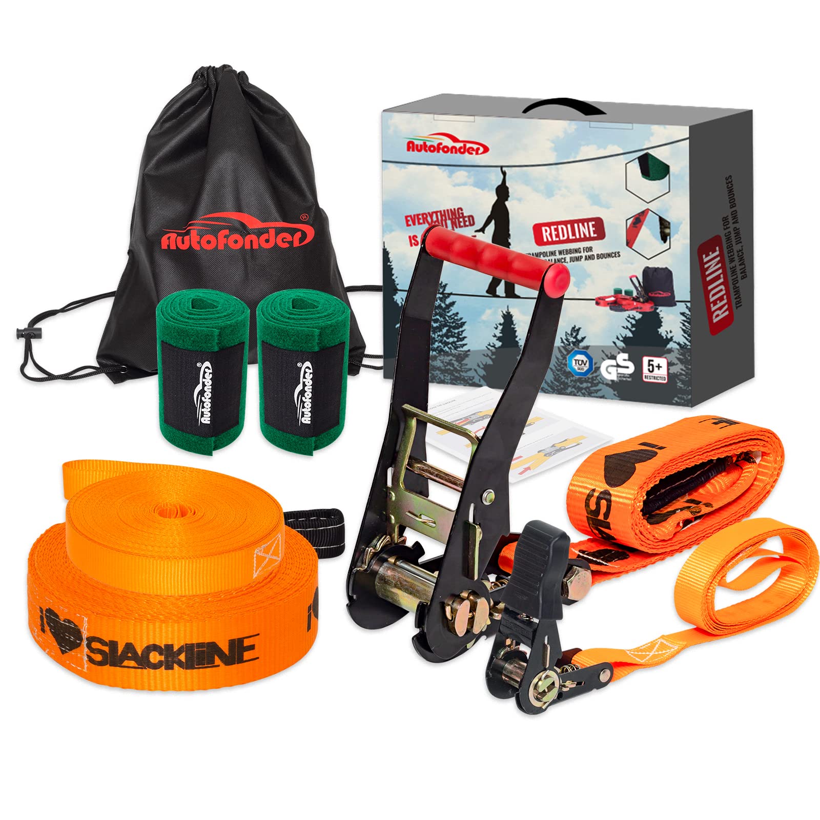 18M Slackline Kit with Training Line-150kg Weight Capacity forBeginners-Perfect Slack Line with Tree Protectors Ratchet Cover Instructions and Carry Bag for Tree Backyard Outdoor Fun Easy to Set UP