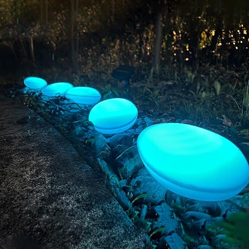 Luces de camino modernas multicolor con energía solar, impermeables, paquete de 5 luces LED RGB16 de alto lúmenes que cambian de color, luz de