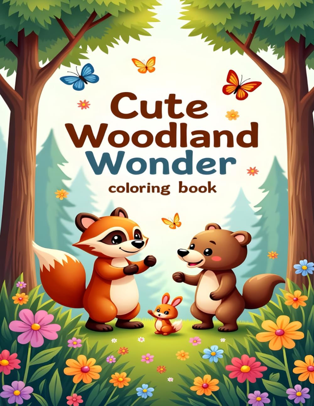 CUTE WOODLAND WONDER COLORING BOOK: ADORABLE FOREST ANIMALS TO COLOR: FOX, BEAR, DEER, SQUIRREL, RABBIT AND MORE