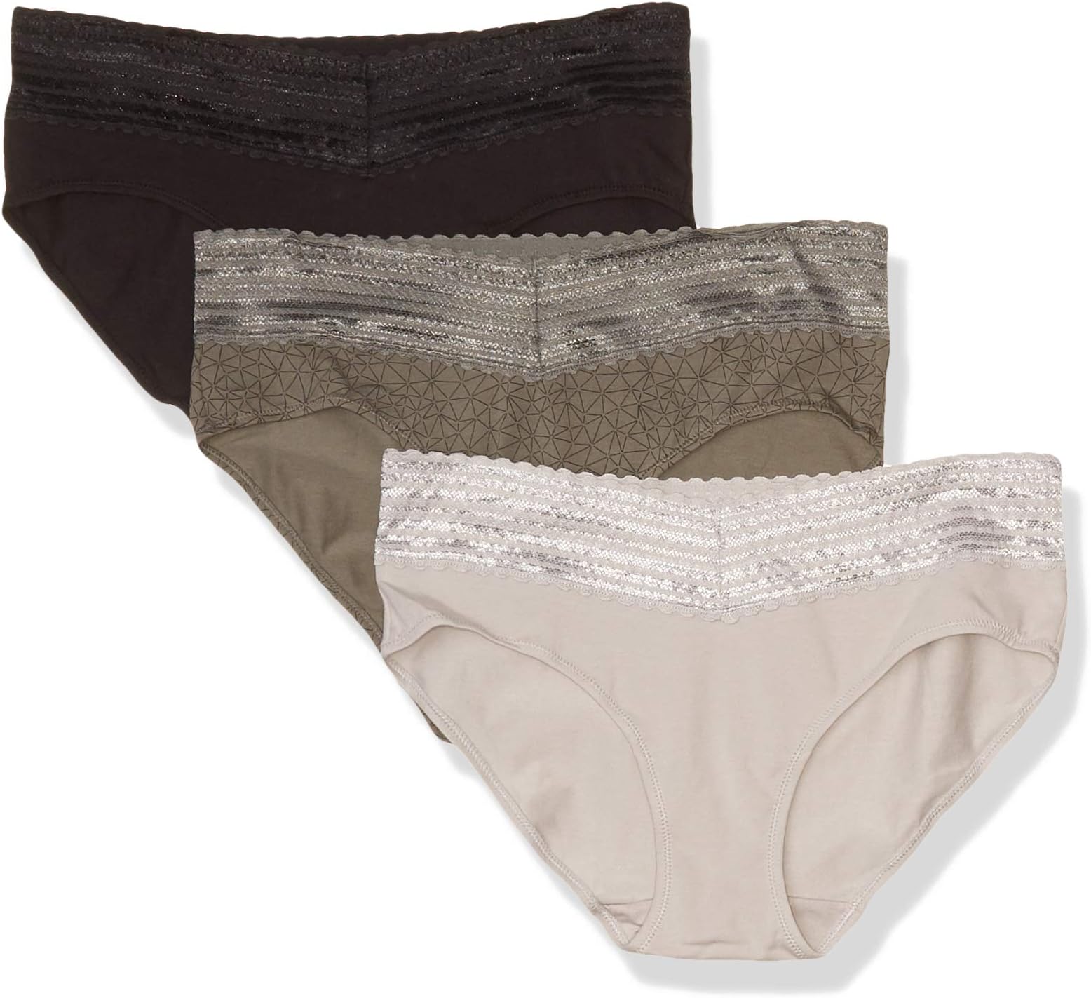 Women's Blissful Benefits No Muffin Top Cotton Stretch Lace Hipster Panties Multipack Hipster Panties