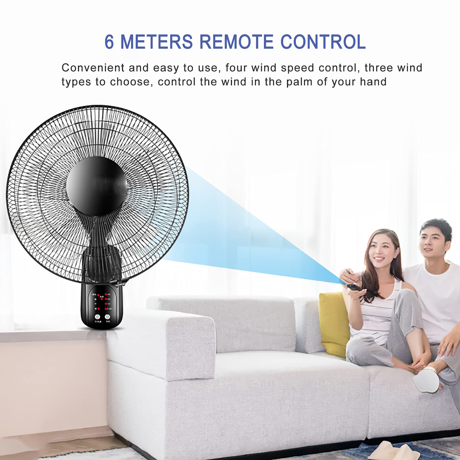 KANBUN Ventilatore a Parete, Ventilatore da Parete per Uso Domestico Ventilatore Industriale con Testa Scuotente Telecomando Intelligente Tempistiche per Appuntamenti Terza Marcia Velocità del Vento,
