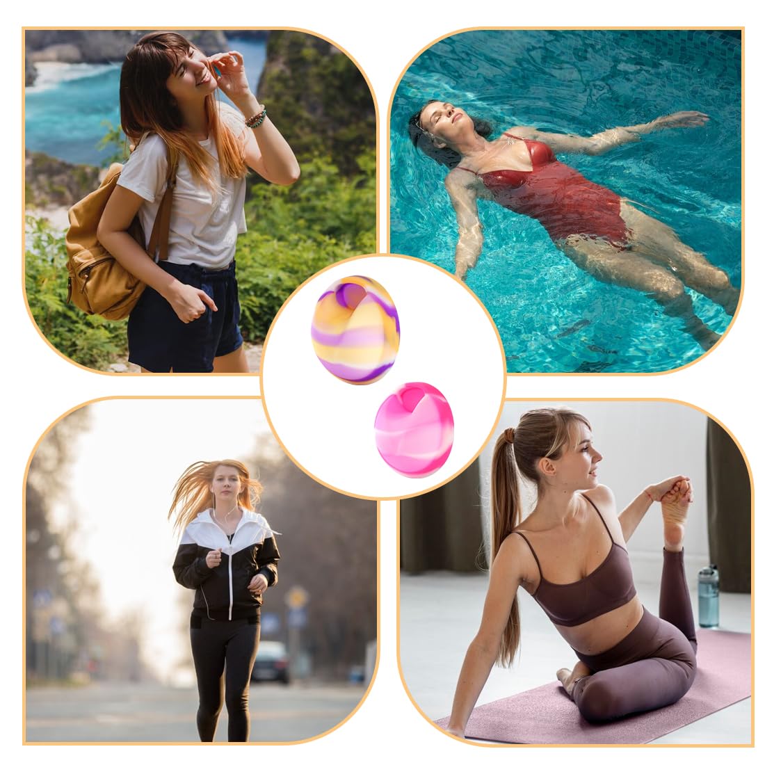 IKOPFLN 2 pezzi di disco mestruale, disco mestruale riutilizzabile, coppetta mestruale, tazze mestruali a prova di perdita realizzate in silicone, per donne sport attivi（S+L, Rosa + Viola