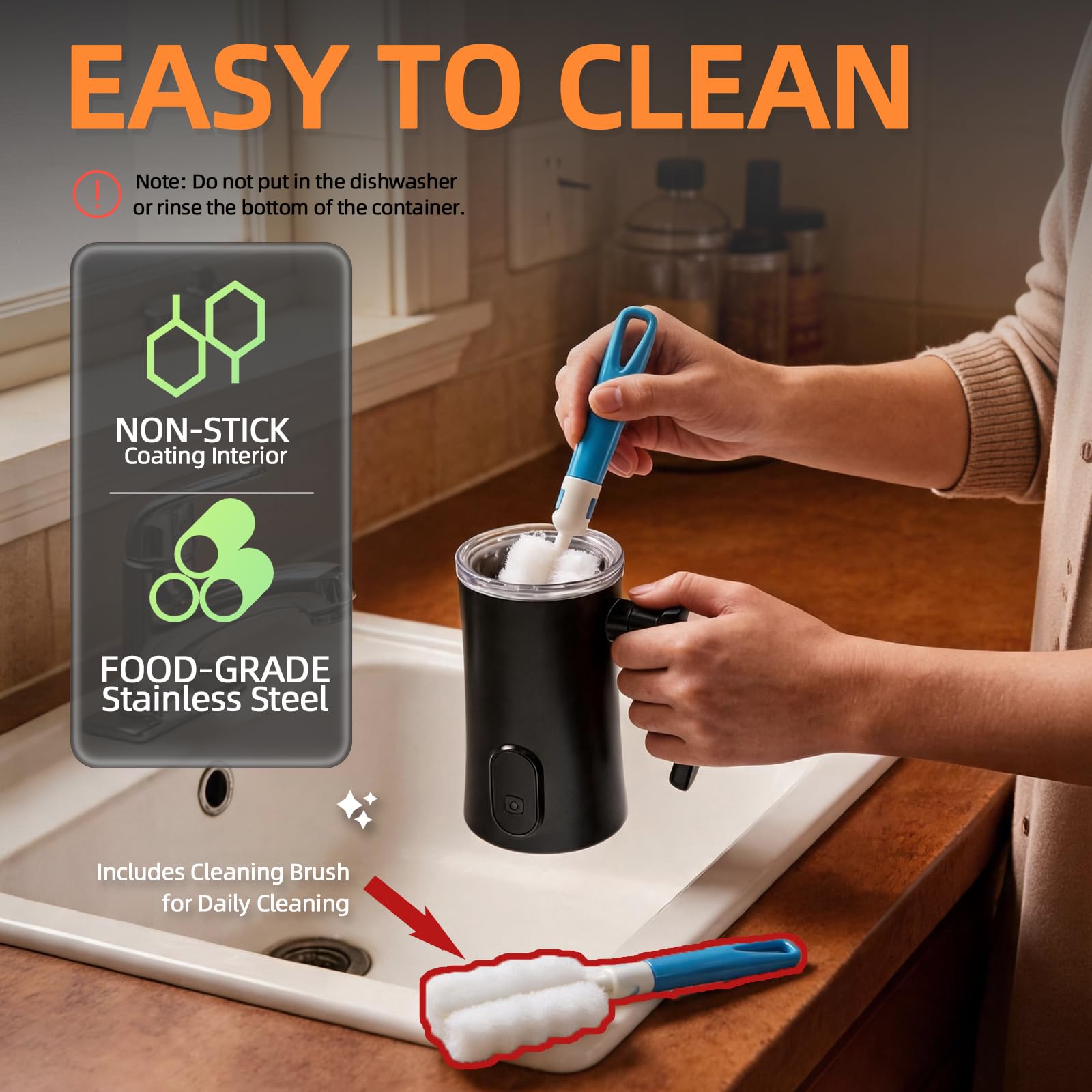 Liksiy Montalatte e vaporizzatore, 4 in 1, montalatte elettrico per schiuma calda e fredda, montalatte silenzioso e scaldavivande per latte, cappuccino e macchiato, nero