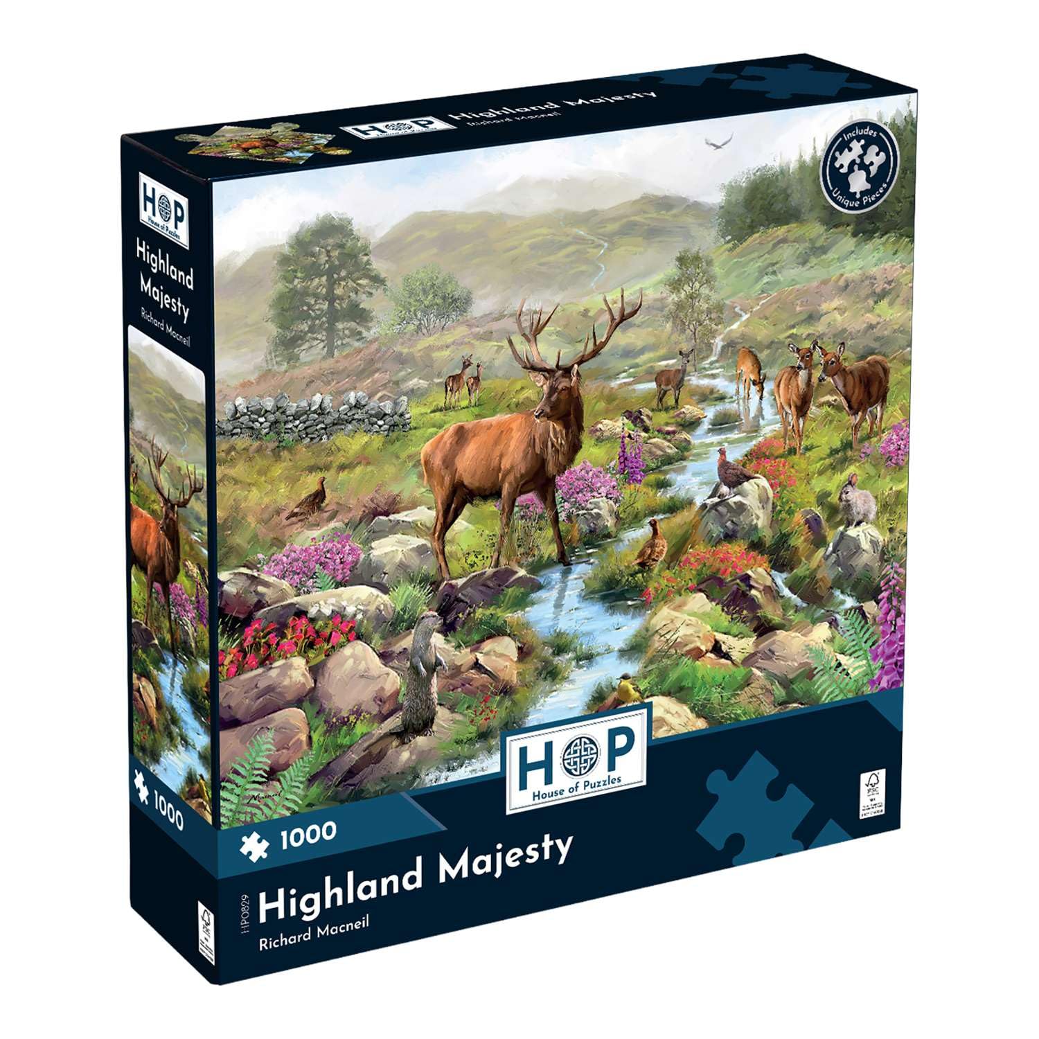 The House of Puzzles | Highland Majesty 1000 Piece Jigsaw Puzzle | Animals & Wildlife Theme | Richard Macneil | Premium Quality FSC Certified Board