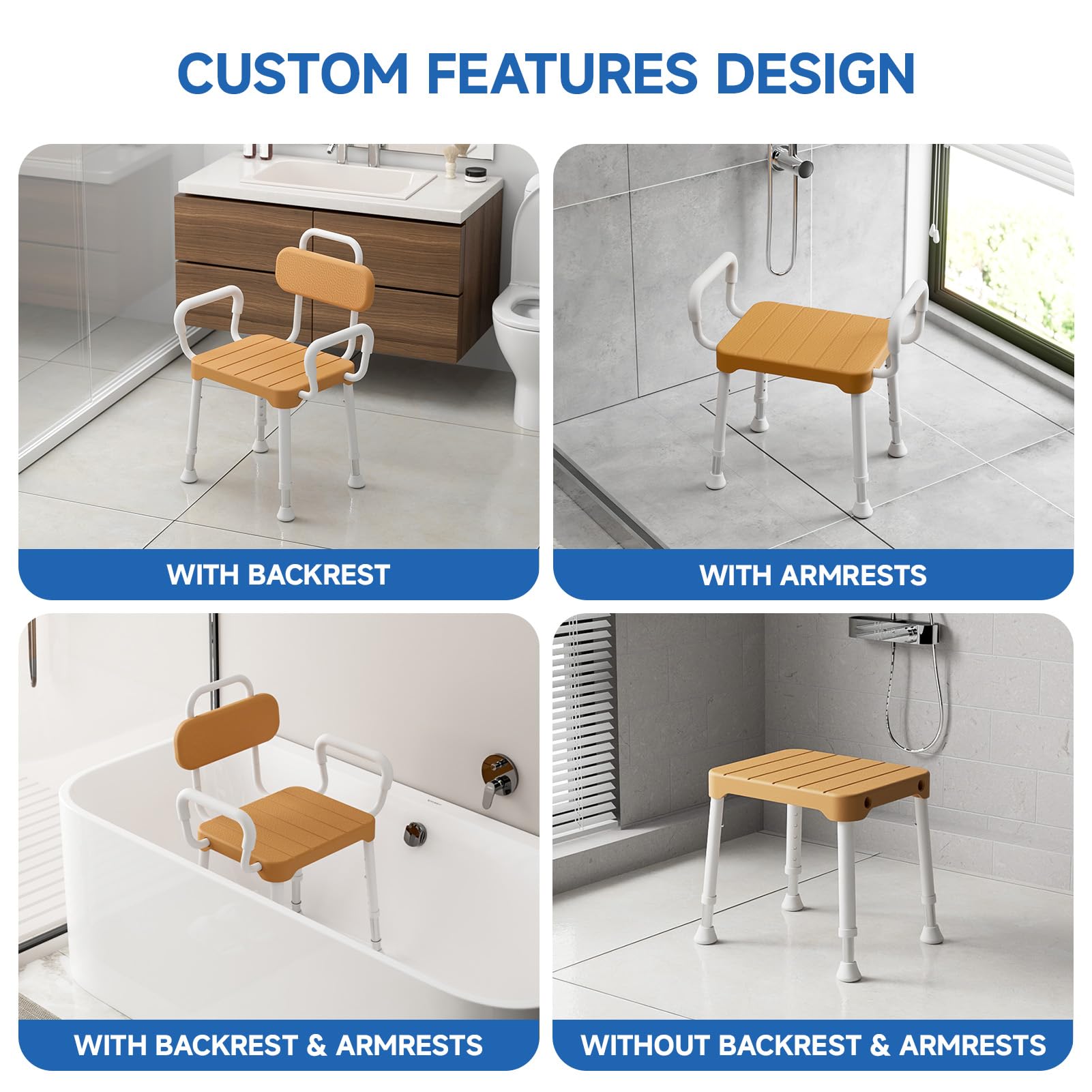 Loyoda Sedia da bagno/doccia in alluminio, leggera, sicura con portata di 150 kg e traspirante
