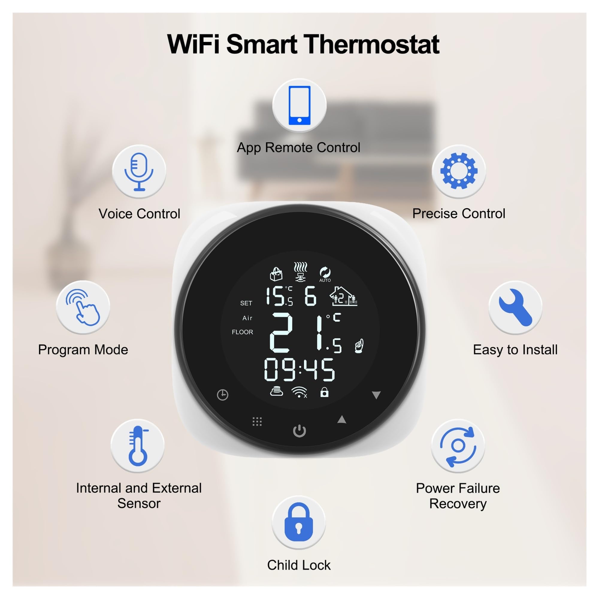 Termostat cyfrowy, Inteligentny termostat Wi-Fi Tuya, regulator temperatury do wody/elektrycznego ogrzewania podłogowego/wody kocioł gazowy(Electric Floor)