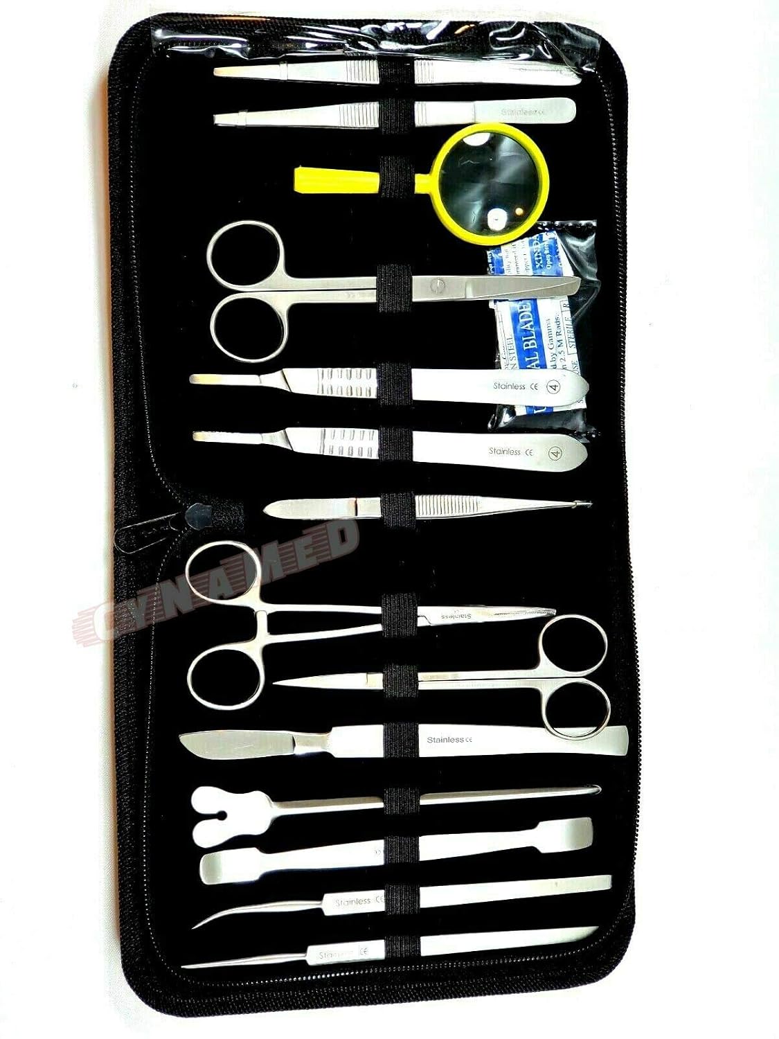 Cynamed 44Pcs Advanced Dissection Dissecting Kit -Biology & Veterinary Students- Anatomy Lab Botany Animal Frog Etc Dissecting Kit. Stainless Steel Scalpel Knife Handle-30 Blades (Zipper Case)