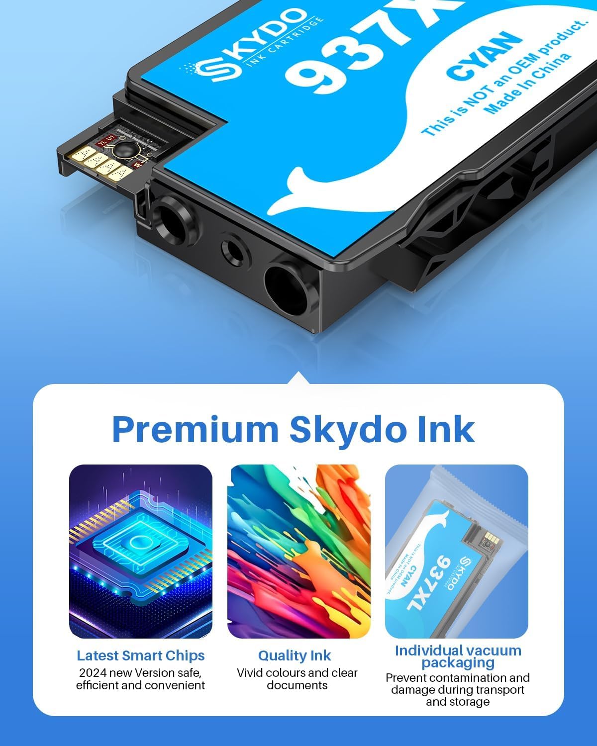 937XL 937 Duckerpatronen Multipack Kompatibel für HP 937e 937 Tintenpatronen für HP Officejet Pro 9110b 9120b 9130b 9720 9730 Drucker (937XL Schwarz Cyan Magenta Gelb)