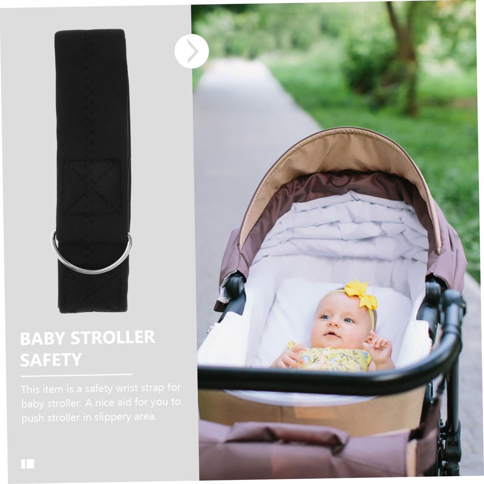 Cinturino Accessorio Pratico da Polso in Neoprene per Passeggino di Sicurezza Fascia Protettiva Nero Antiscivolo per Carrozzina e Carozzina Bimbi per Passeggiate Sicure