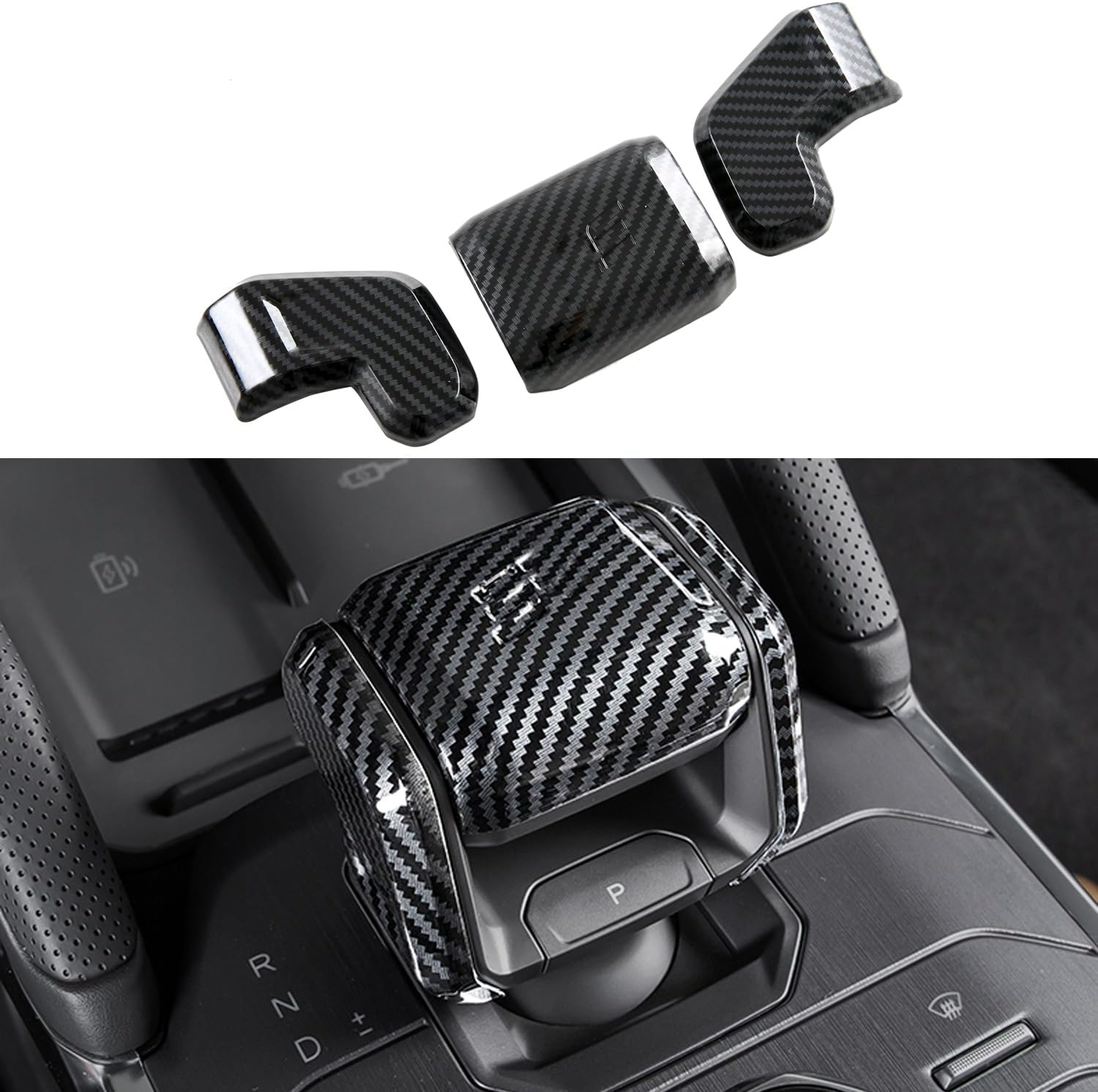 CTH for Jetour T2, Traveller 2023-2026 Interior Center Gear Shift Knob Decorative Cover Trim Car Accessories 3pcs (Carbon Fiber Black)