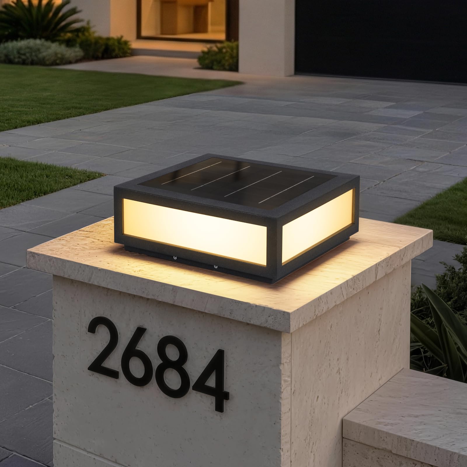 MVBT Large Solar Post Lights, 16" Square Pillar Light, Outdoor Column Light