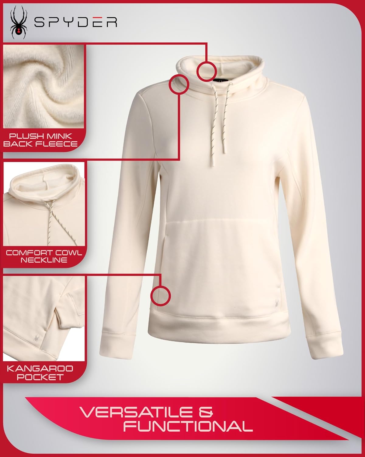 Spyder Womens Sweatshirt - Wind-Resistant Athletic Mock Neck Womens Tops - Plush Fleece Pullover Sweatshirts for Women - Image 4