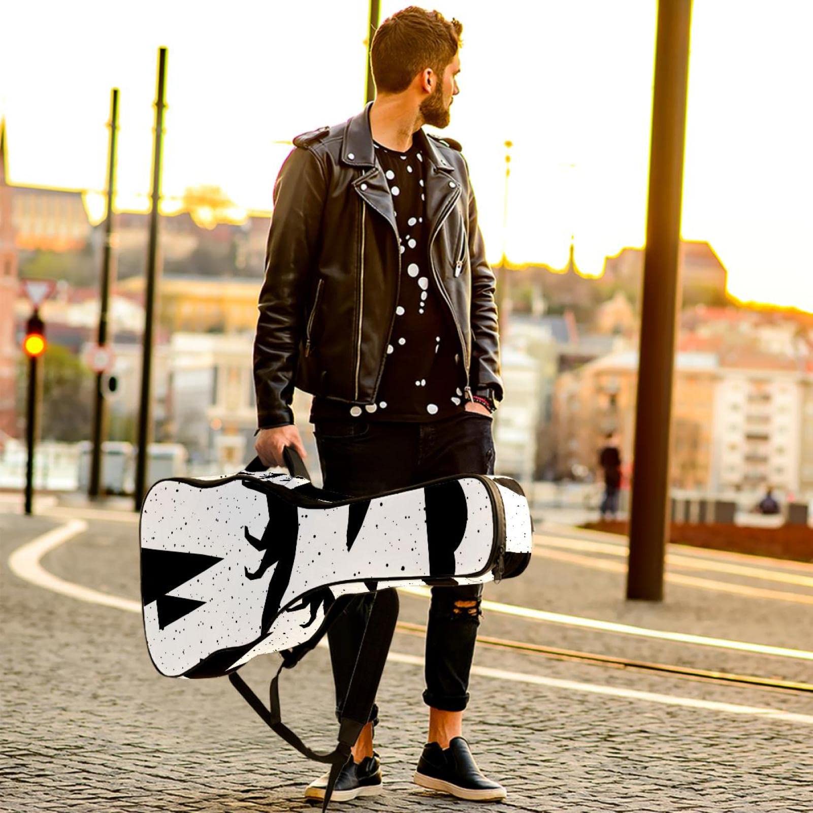 Torba na gitarę akustyczną wodoodporna gitara plecak gruby miękki wyściełany urocza panda klasyczna gitara obudowa, Kolor 10, 42.9x16.9x4.7 in, Organizer do torby