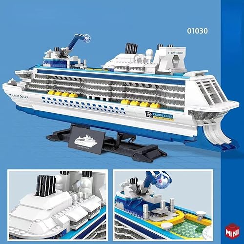 Miniatura 3 de Technic Cruise Ship - Juego de bloques de construcción, MOC Boat Molecular of the Seas, modelo ladrillos, juguete de construcción compatible con
