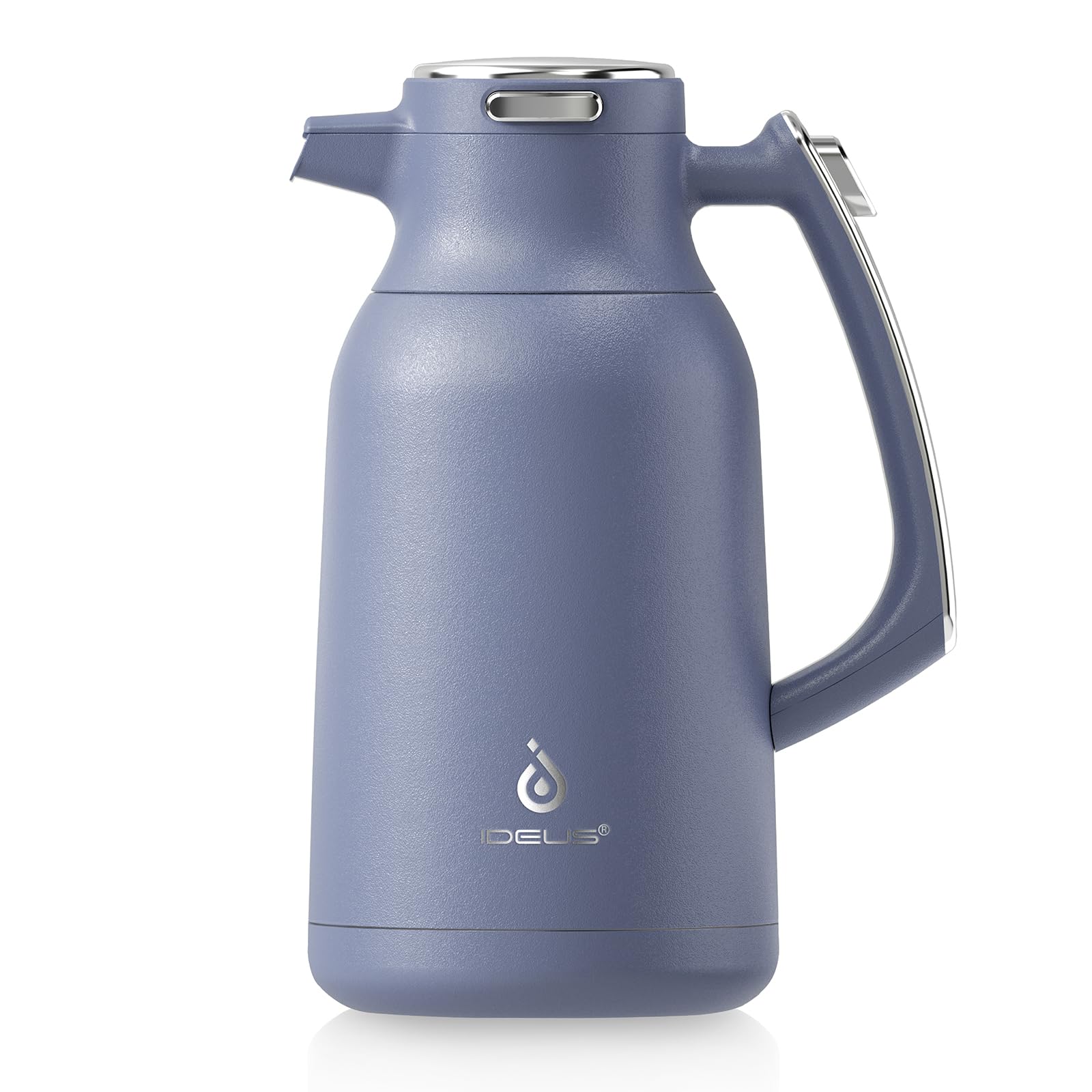 IDEUS 68 oz Stainless Steel Thermal Coffee Carafe, Double Wall Insulated Vacuum Flask, Water Coffee and Beverage Dispenser, 12 Hour Heat 24 Hour Cold Retention, Ocean Blue