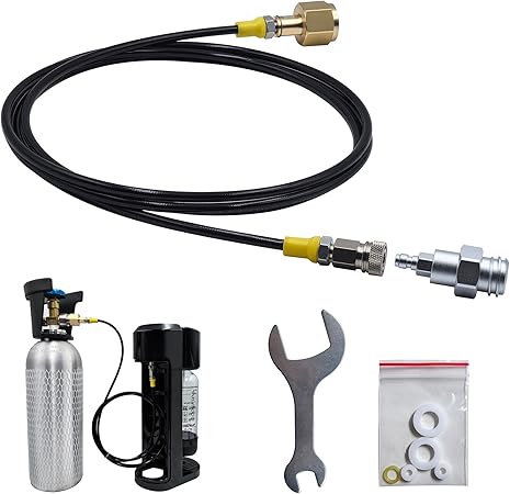 Soda Water Maker Machine Carbon Dioxide Fill Station Adapter TR21-4 for External CO2 Tank with 98 Inches Hose Kit and 8mm Male Quick Disconnect Connector
