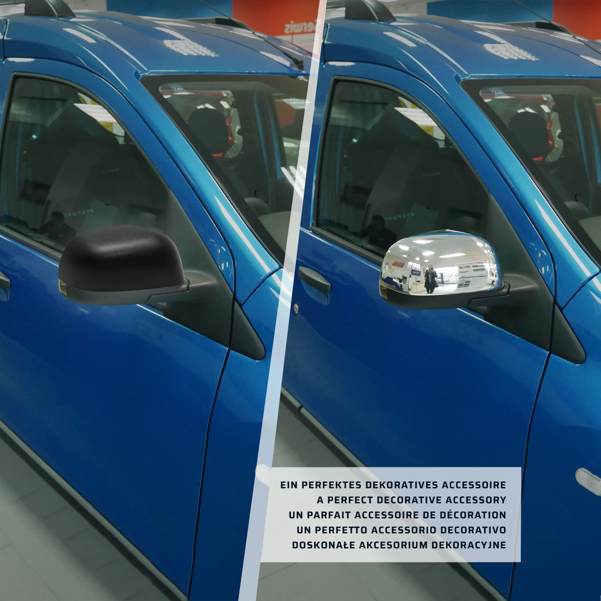 CHROMEMASTER | Nakładki na Lusterka Zewnętrzne | Kompatybilne z Dacia Duster HS 2010-2012 | Stal nierdzewna; Osłony Lusterek to Niepowtarzalny Wygląd Auta i Ochrona Przed Uszkodzeniem