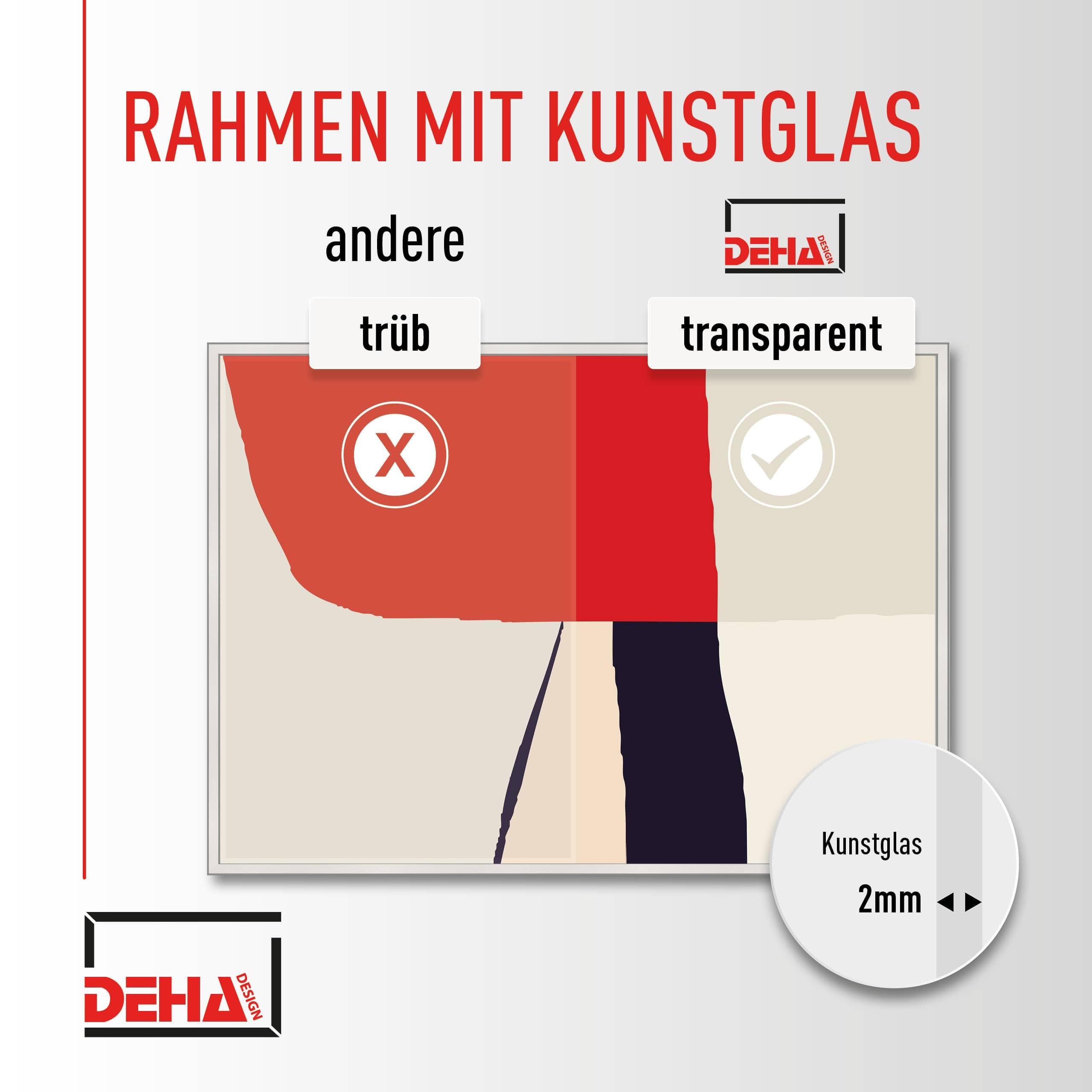 DEHA Design Bilderrahmen, 59,4 x 84,1 cm (A1), Aluminium, Schwarz matt, Posterrahmen zum Aufhängen im Hoch- & Querformat, bruchsicheres Kunstglas, Boston