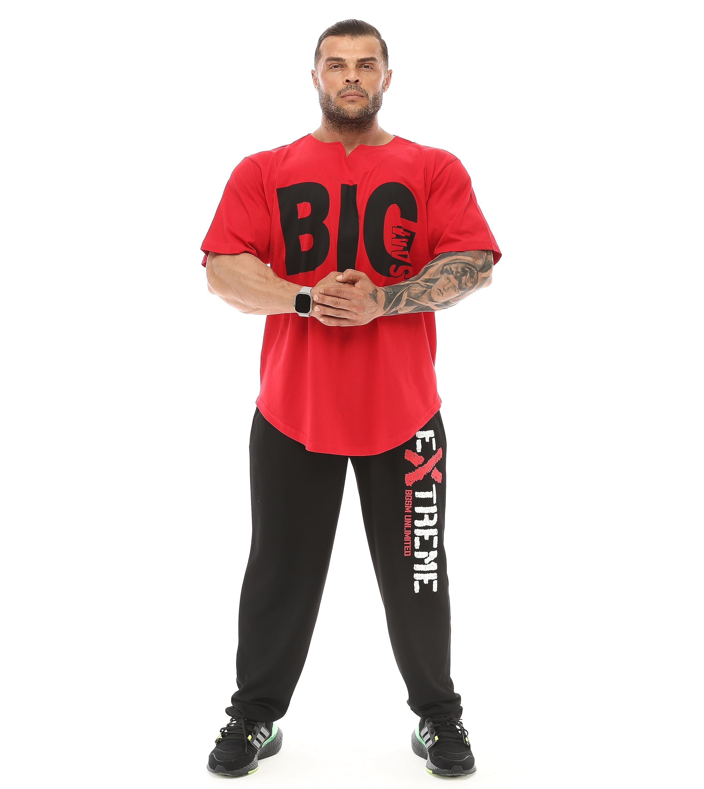 Herren Oversize T-Shirt Dünner Stoff 100% Baumwolle Rag Top Gym T-Shirt