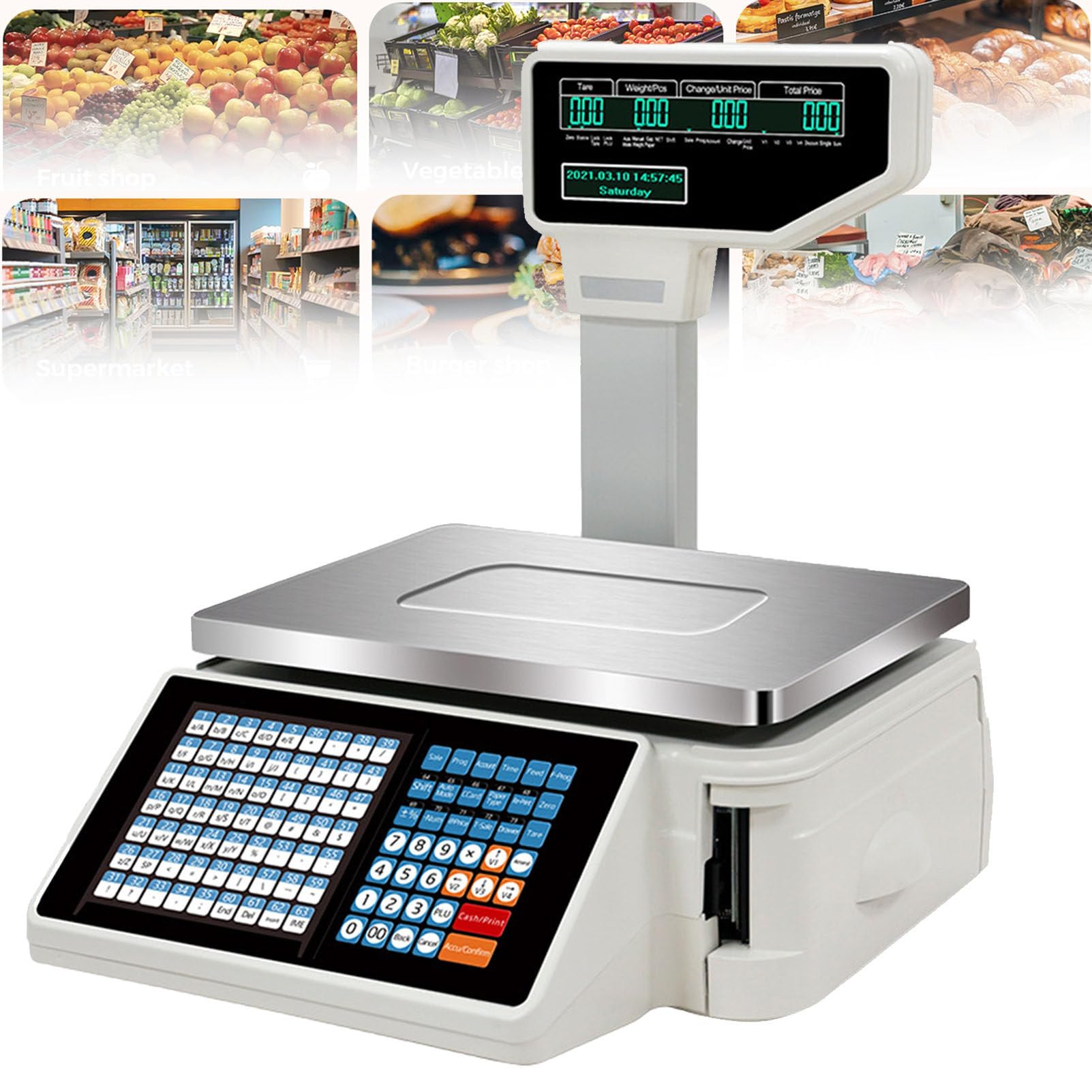 MYUYEE Electronic Price Computing Scale, 6/15/30Kg Digital Deli Weight Scales, Lcd Digital Commercial Food Fruit Meat Produce Counting Weight