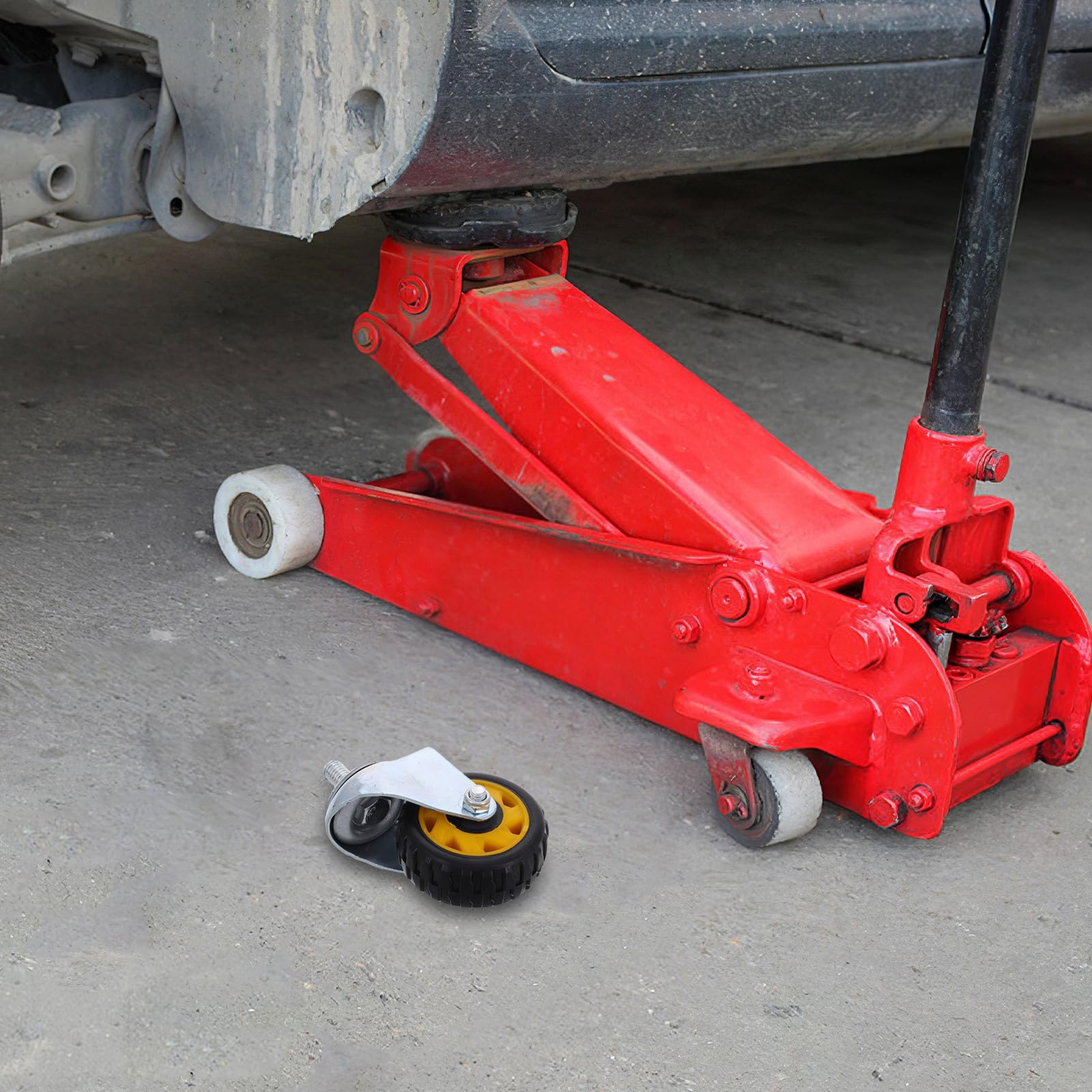 Levemolo Roulettes Pivotantes en Roue Cric et Fer Plastique de Sol Robustes Accessoire Fiable pour Réparation de Cric Hydraulique en Entretien Automobile