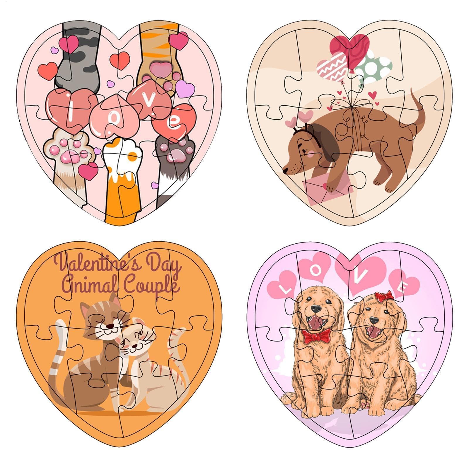 Tarjetas de animales educativos interactivos en forma de corazón para San Valentín 8