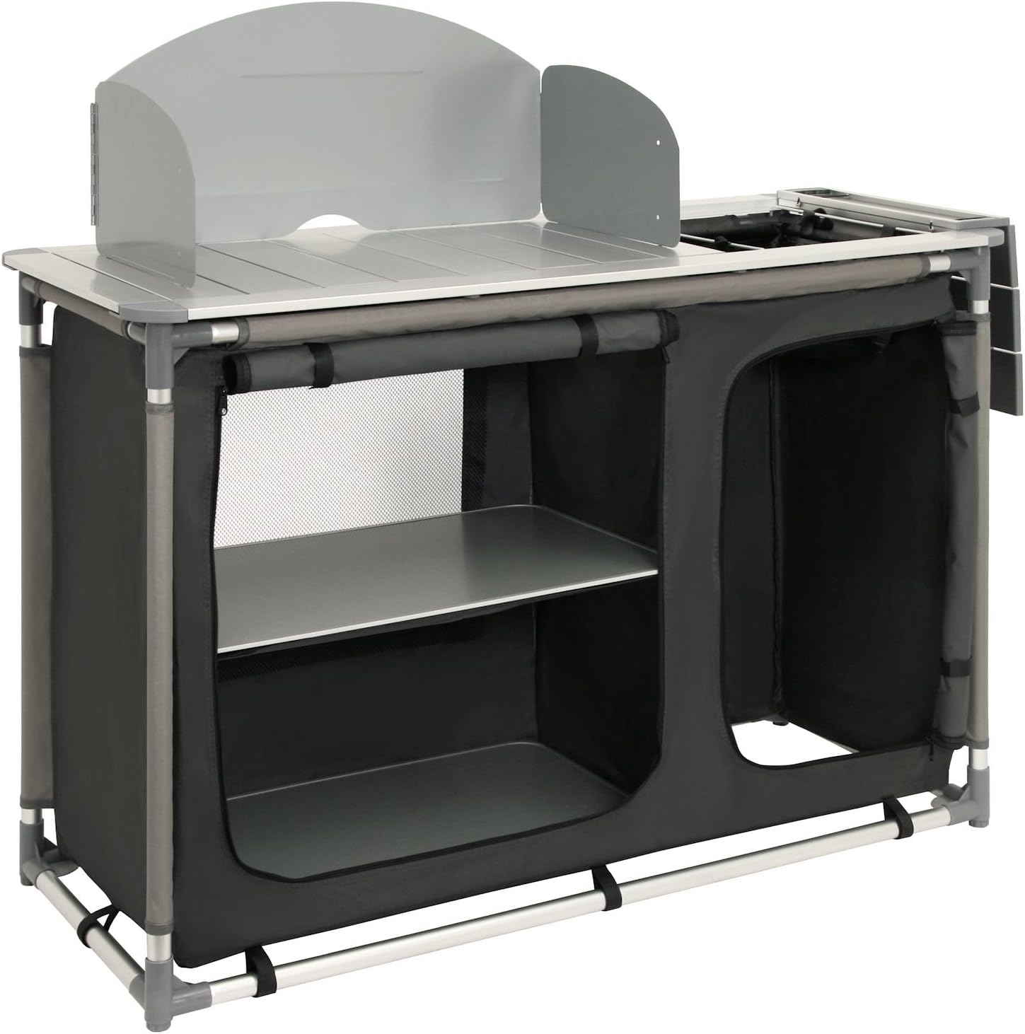 CampFeuer Camping Cabinet Camping Kitchen with Aluminium Frame, Kitchen Splash Guard and Basin, approx.(L) 117 cm x (W) 50 cm x h 111 cm