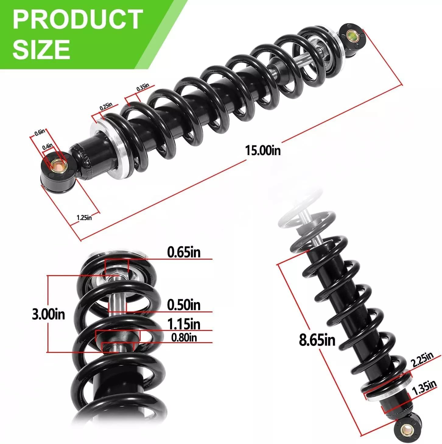 AM130448 Front Shock Absorber Pair Set for John Deere Gator TX TH TS Diesel 4x2 6x4 Worksite Turf Diesel Trail Worksite Military Automotive Replacement Assembly Complete Struts Shock Suspension Kit