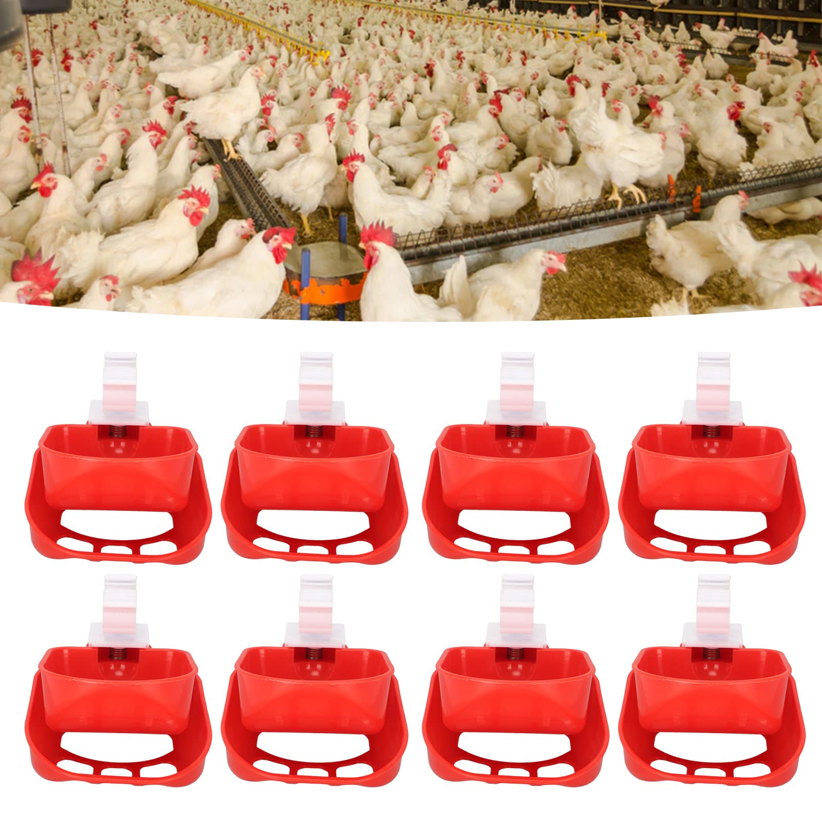 10 Vasos automáticos para Bebedero de Pollo, alimentador de Agua para Aves de Corral con Red para Pollitos, Pato, Ganso, Pavo, Conejito, Fuente de plástico para Jaula de Pollo,