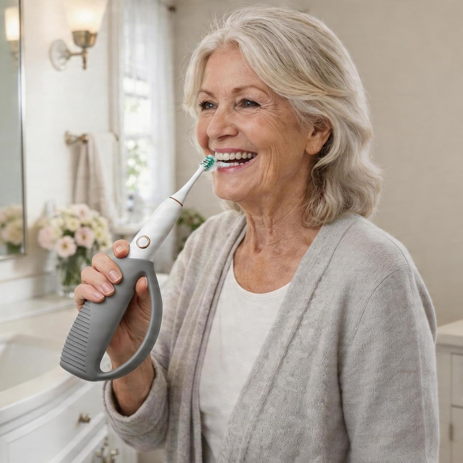 Silicone Knife and Fork Handles - Adaptive Utensils for Elderly, Slip-Reducing Easy Grip for Parkinson's and Hand Tremors (Grey)