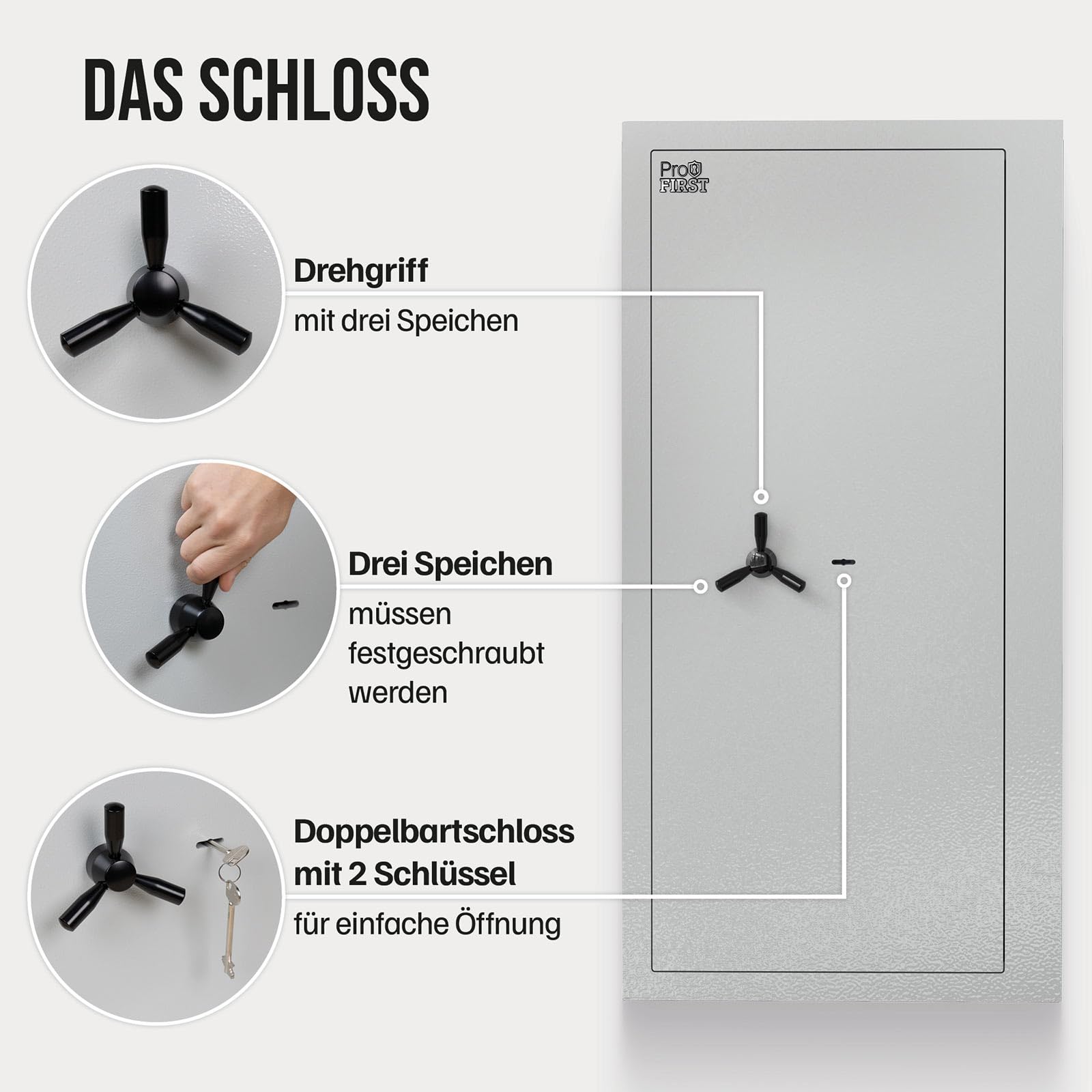 Profirst Wertschutzschrank Fortress 110 EN1 Doppelbartschloss 2 Schlüssel Feuerfalz Stahl separat verschließbarer Innentresor 2 verstellbare Fachböden inkl. Befestigungsmaterial