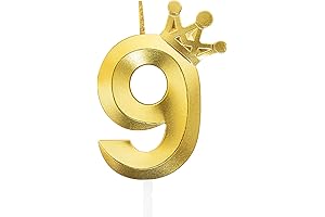 3D Number 9 Birthday Candles with Sparklers and Firework Effects [Gold, 3.15 inches]