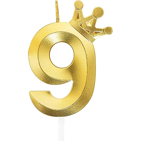3D Number 9 Birthday Candles with Sparklers and Firework Effects [Gold, 3.15 inches]