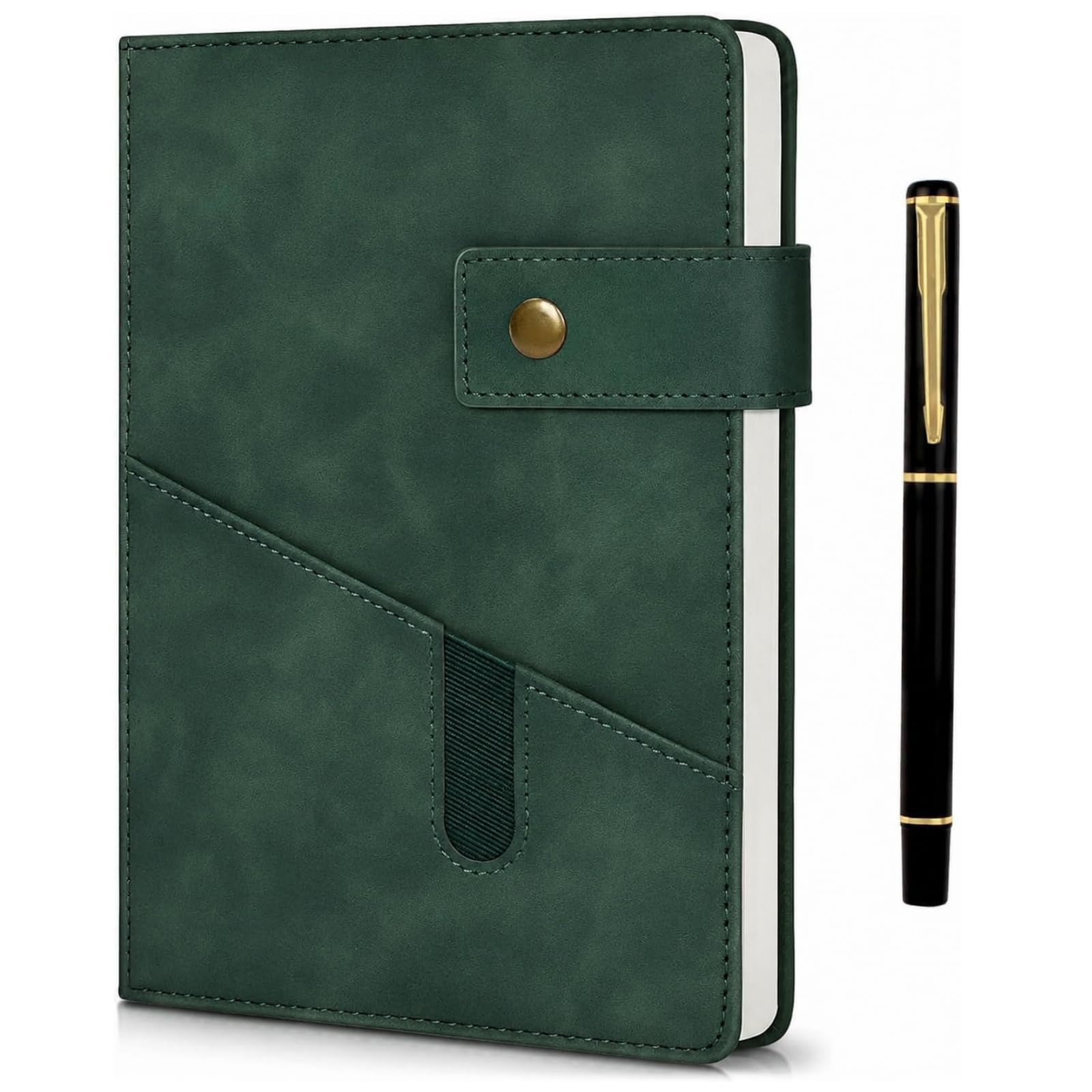 Notebook and Pen Set, A5 Lined Leather Journal Notebook, 360Pages 100 Gsm Thick Ruled Paper, Personal Organiser Leather Journal, A5 Diary for Men Women School, Travel, Business, Work, Writing (Green)