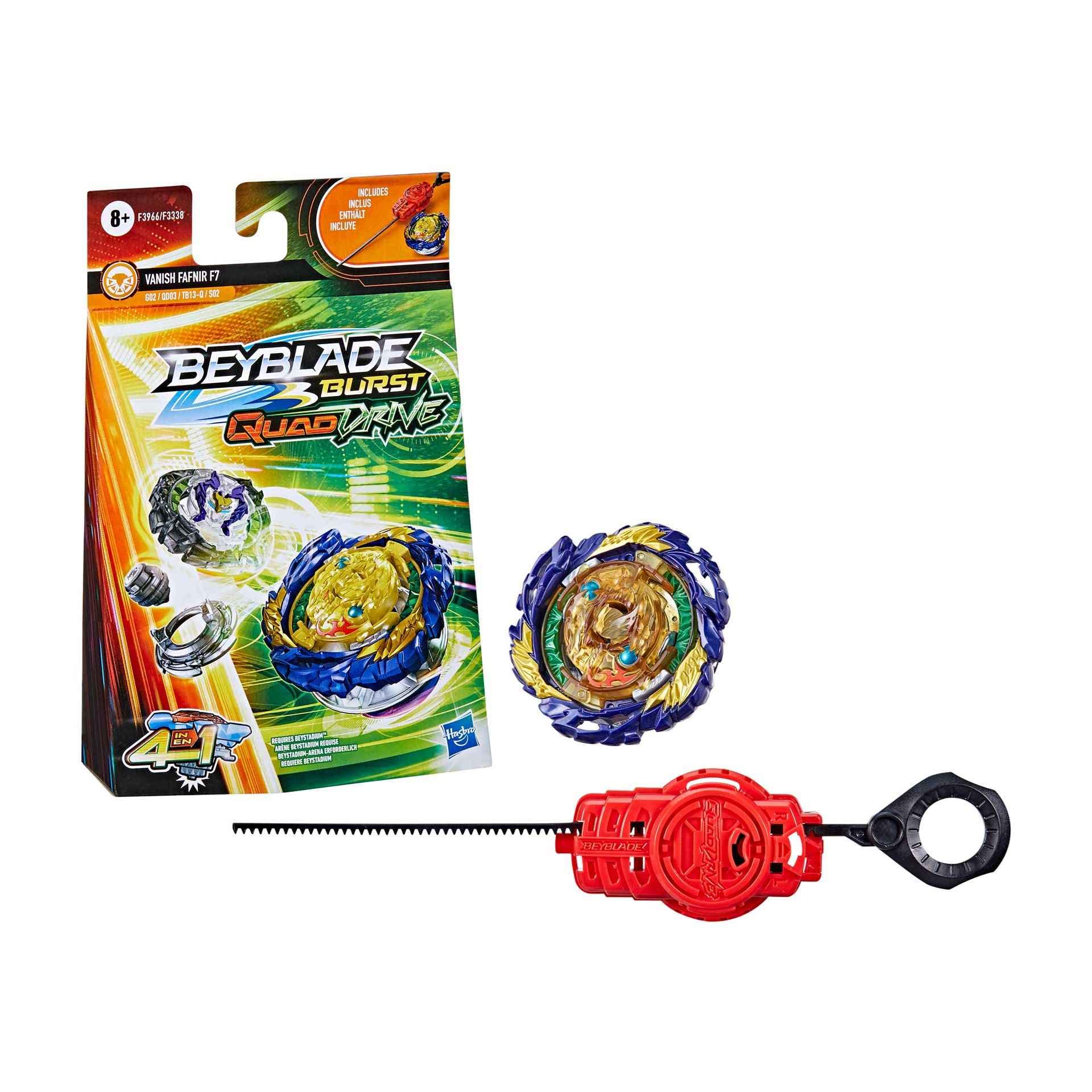 Beyblade Burst QuadDrive, Starter Pack con trottola Vanish Fafnir F7 e lanciatore, giocattolo per bambini