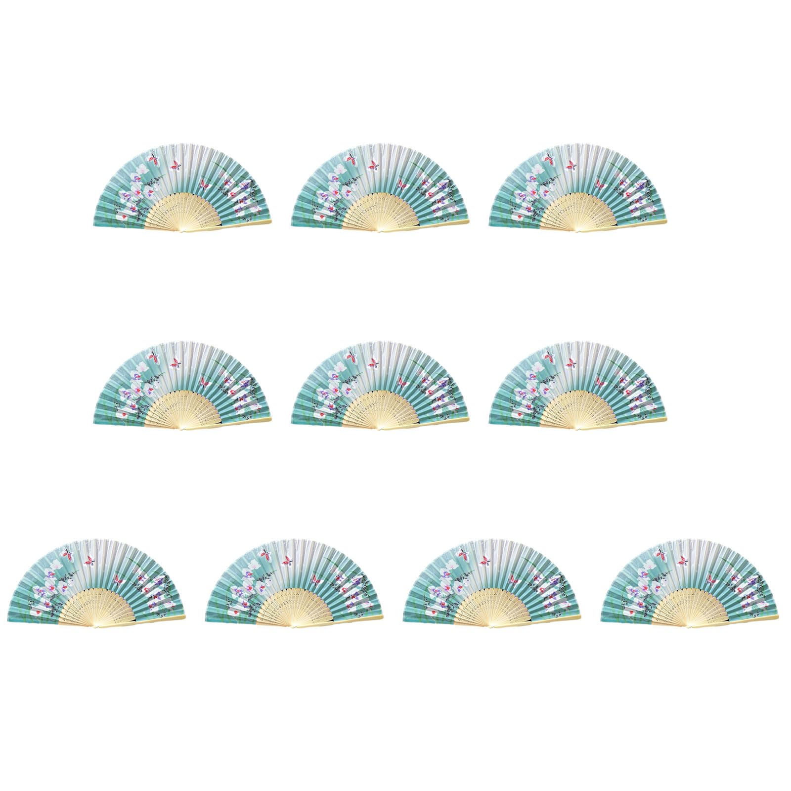 Tsophreniq Of 10 Bamboo Folding Fans Traditional Chinese Handheld Fan with Elegant Carvings for Cooling and Decoration Bamboo Fan
