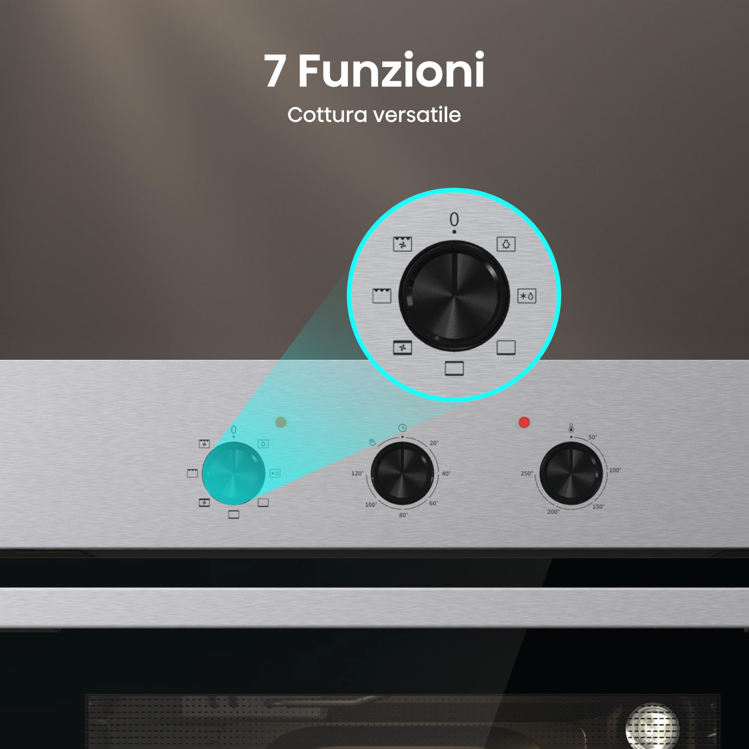 Hisense BI62120AX - Forno multifunzione, 3 manopole Push Pull, cavità 61l, 7 funzioni, AcquaClean, 2 vetri, funzione pizza 250°, classe A