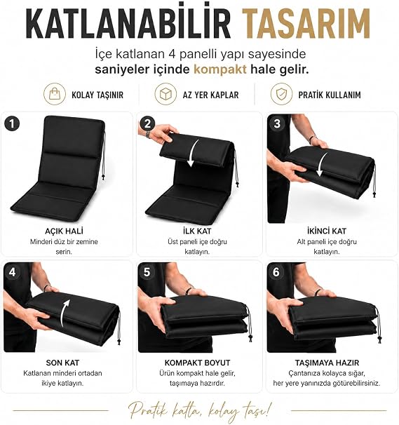 Microcase İple Sabitlemeli Katlanabilir Sırtlıklı Tasarım Kamp Sandalyesi Minderi Piknik Outdoor Balıkçılık 80x40 CM AL5565