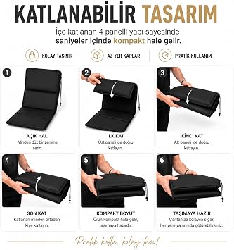 Microcase İple Sabitlemeli Katlanabilir Sırtlıklı Tasarım Kamp Sandalyesi Minderi Piknik Outdoor Balıkçılık 80x40 CM AL5565