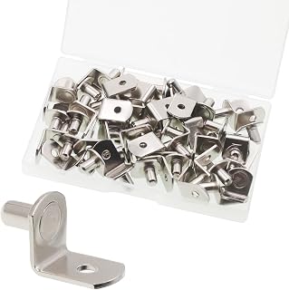 50 Pack 5mm L-Shaped Shelf Support Pegs - Nickel Plated Cabinet Pins for Kitchen Closet Bookcase - Rust-Resistant Sturdy Holders by JunLiWei